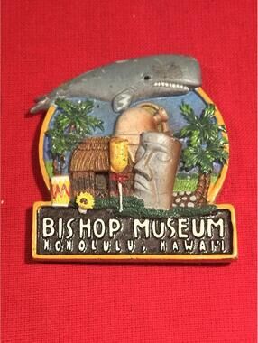 Kitchen Refrigerator Resin Magnet Bishop Museum in Honolulu Hawaii  Vintage